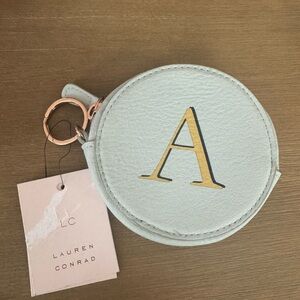 Lauren Conrad Blue Coin Purse with Gold Initial